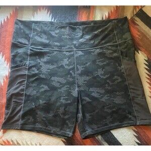 Fabletics PowerHold Charcoal Camo On-The-Go High Waist Bike Shorts NO TAG READ